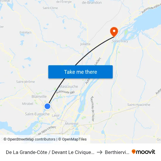 De La Grande-Côte / Devant Le Civique 199 to Berthierville map