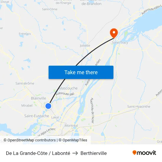 De La Grande-Côte / Labonté to Berthierville map