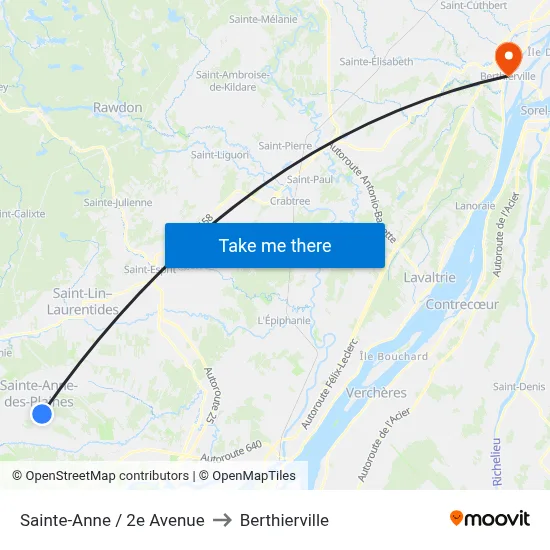 Sainte-Anne / 2e Avenue to Berthierville map