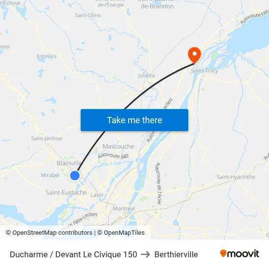 Ducharme / Devant Le Civique 150 to Berthierville map