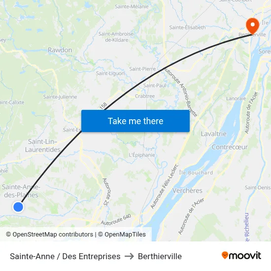 Sainte-Anne / Des Entreprises to Berthierville map