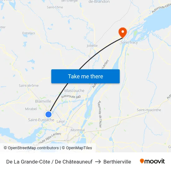 De La Grande-Côte / De Châteauneuf to Berthierville map