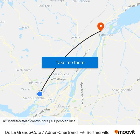 De La Grande-Côte / Adrien-Chartrand to Berthierville map
