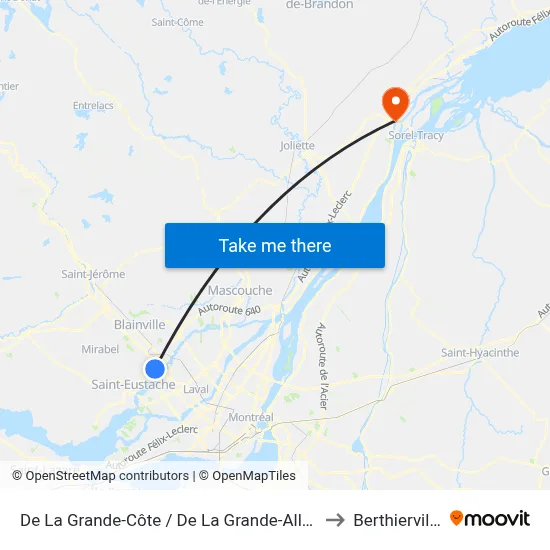 De La Grande-Côte / De La Grande-Allée to Berthierville map