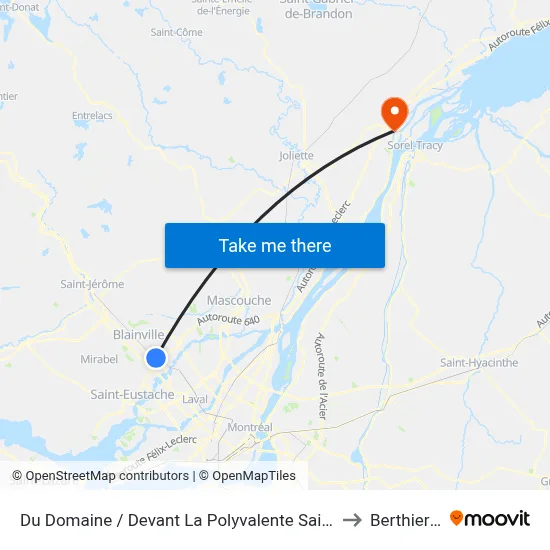 Du Domaine / Devant La Polyvalente Sainte-Thérèse to Berthierville map