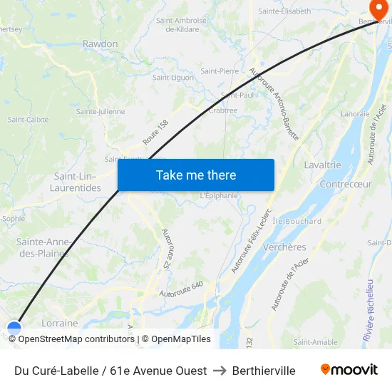 Du Curé-Labelle / 61e Avenue Ouest to Berthierville map