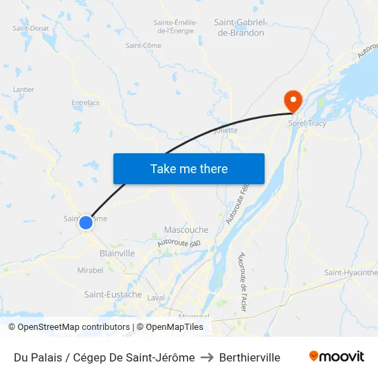 Du Palais / Cégep De Saint-Jérôme to Berthierville map