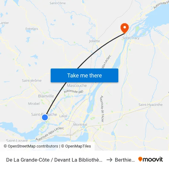 De La Grande-Côte / Devant La Bibliothèque Guy-Bélisle to Berthierville map