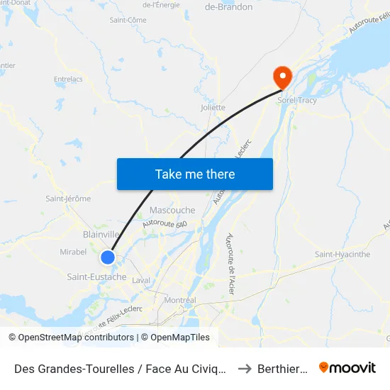 Des Grandes-Tourelles / Face Au Civique 3600 to Berthierville map