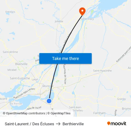 Saint-Laurent / Des Écluses to Berthierville map