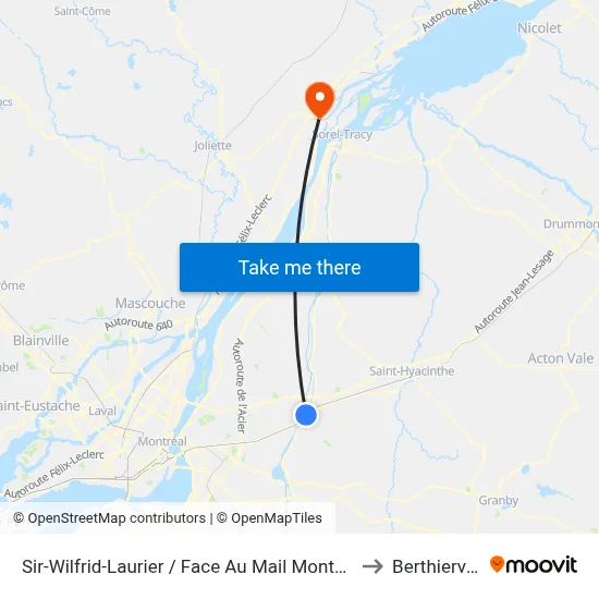 Sir-Wilfrid-Laurier / Face Au Mail Montenach to Berthierville map
