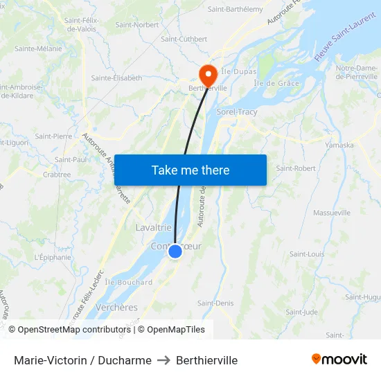 Marie-Victorin / Ducharme to Berthierville map