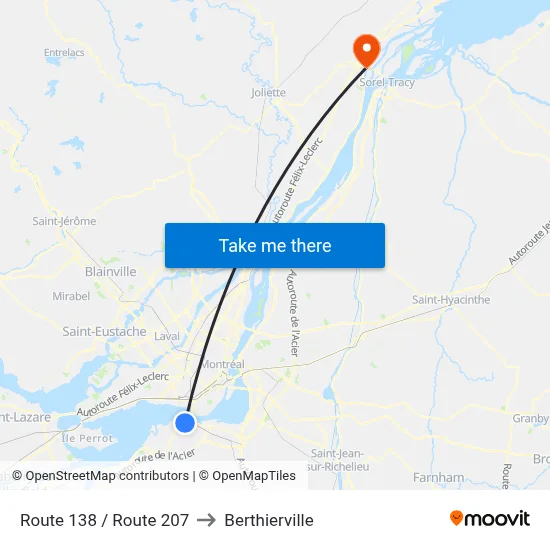 Route 138 / Route 207 to Berthierville map