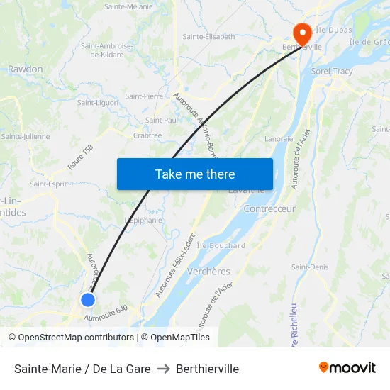 Sainte-Marie / De La Gare to Berthierville map