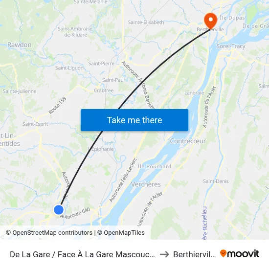 De La Gare / Face À La Gare Mascouche to Berthierville map