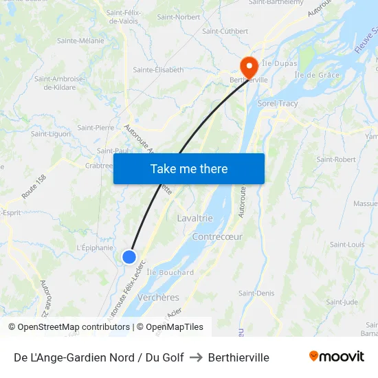 De L'Ange-Gardien Nord / Du Golf to Berthierville map