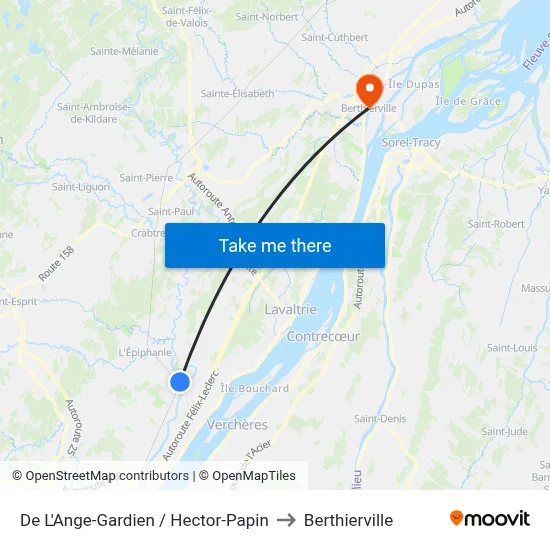 De L'Ange-Gardien / Hector-Papin to Berthierville map