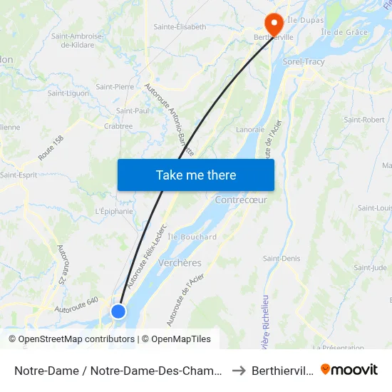Notre-Dame / Notre-Dame-Des-Champs to Berthierville map