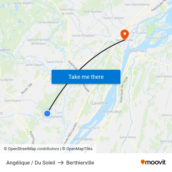 Angélique / Du Soleil to Berthierville map