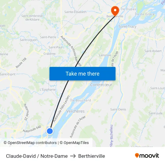 Claude-David / Notre-Dame to Berthierville map