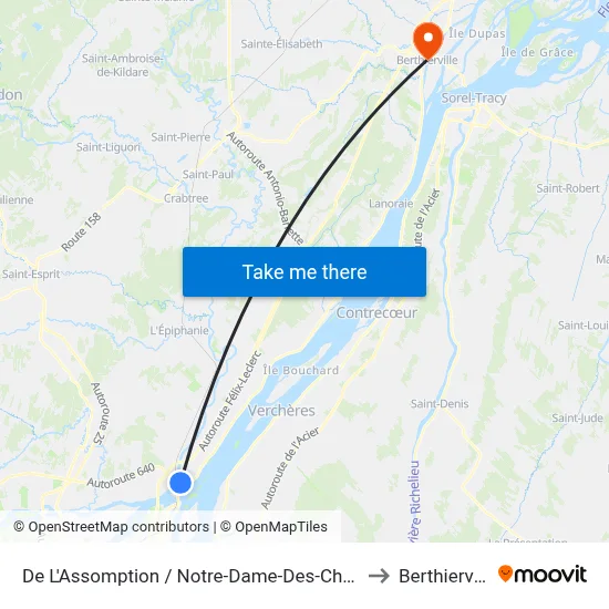 De L'Assomption / Notre-Dame-Des-Champs to Berthierville map