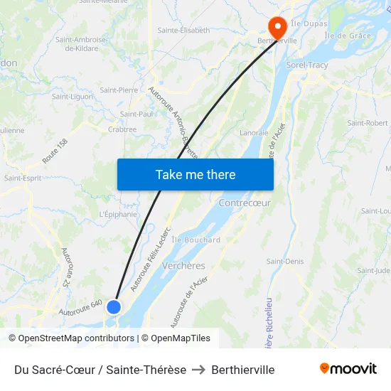 Du Sacré-Cœur / Sainte-Thérèse to Berthierville map
