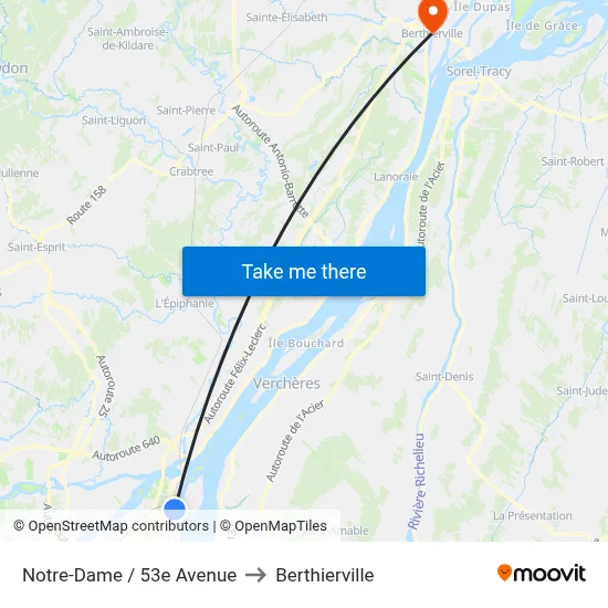 Notre-Dame / 53e Avenue to Berthierville map