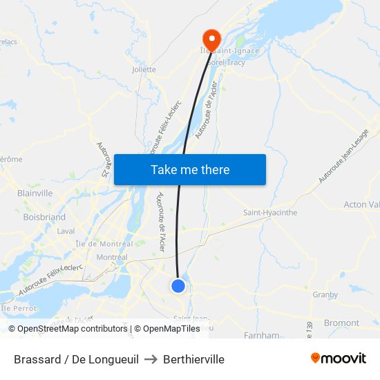 Brassard / De Longueuil to Berthierville map