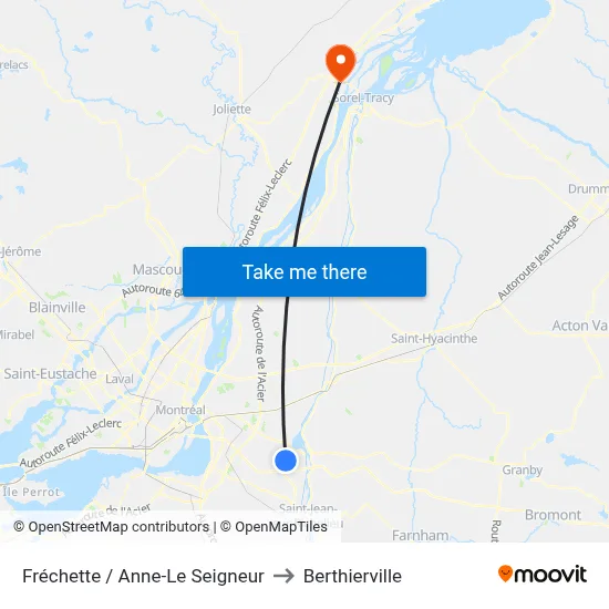 Fréchette / Anne-Le Seigneur to Berthierville map
