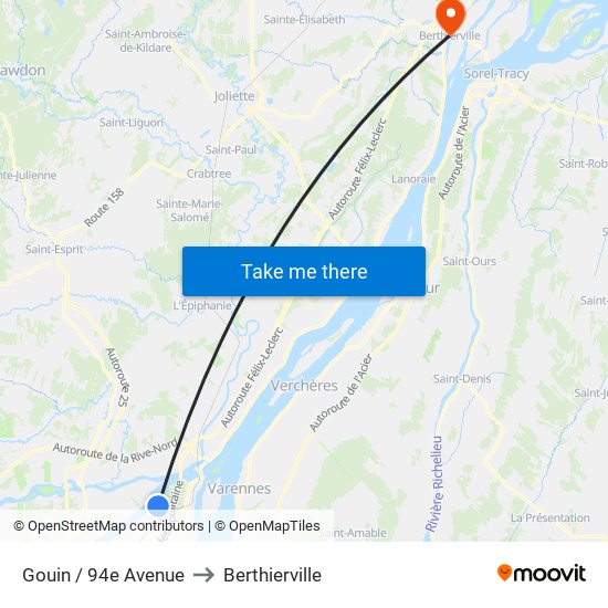 Gouin / 94e Avenue to Berthierville map