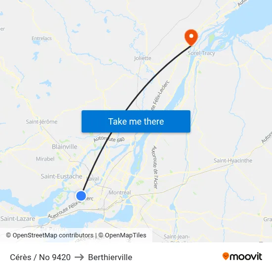 Cérès / No 9420 to Berthierville map