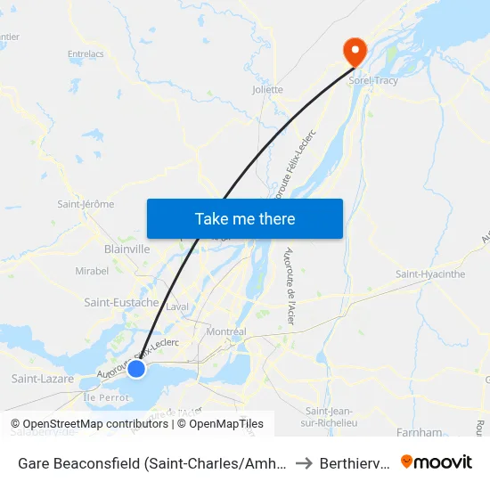 Gare Beaconsfield (Saint-Charles/Amherst) to Berthierville map
