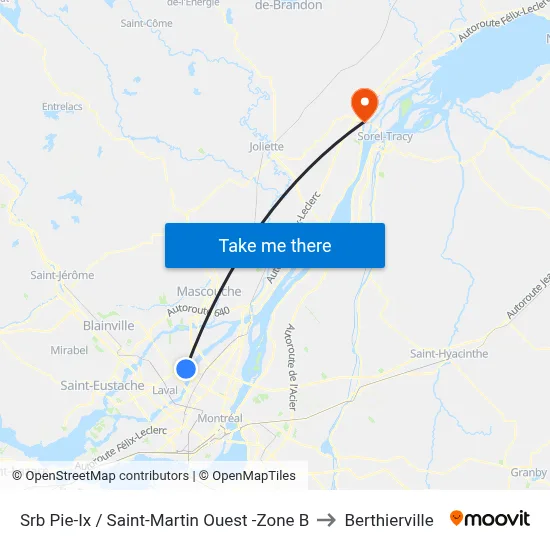 Srb Pie-Ix / Saint-Martin Ouest -Zone B to Berthierville map