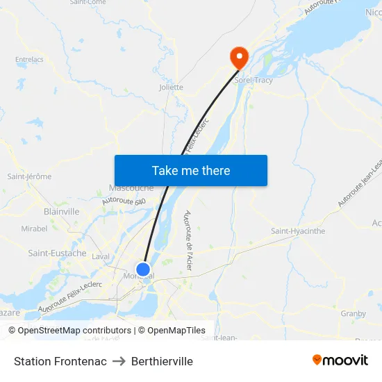 Station Frontenac to Berthierville map