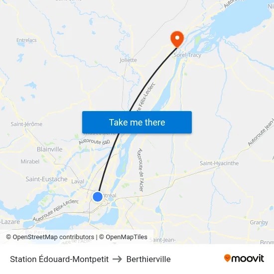 Station Édouard-Montpetit to Berthierville map