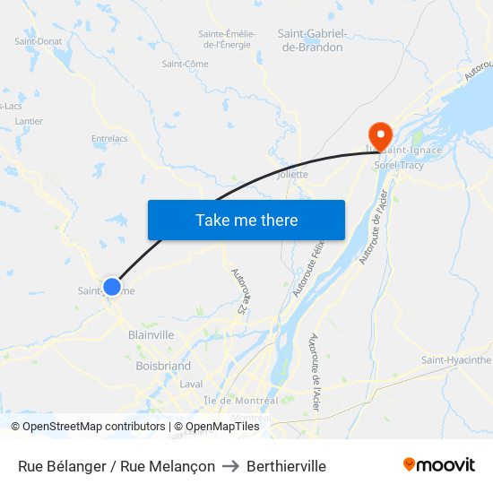 Rue Bélanger / Rue Melançon to Berthierville map