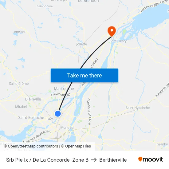 Srb Pie-Ix / De La Concorde -Zone B to Berthierville map