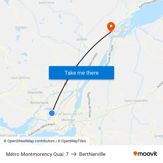 Métro Montmorency Quai: 7 to Berthierville map
