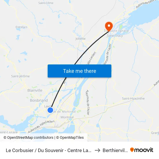 Le Corbusier / Du Souvenir - Centre Laval to Berthierville map