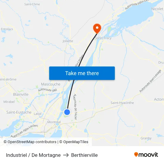 Industriel / De Mortagne to Berthierville map