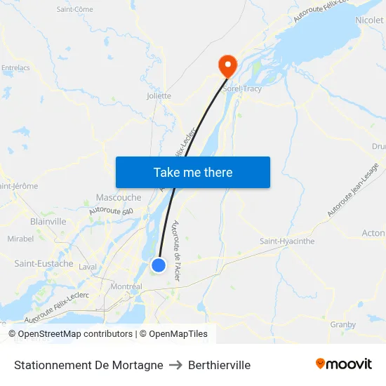 Stationnement De Mortagne to Berthierville map