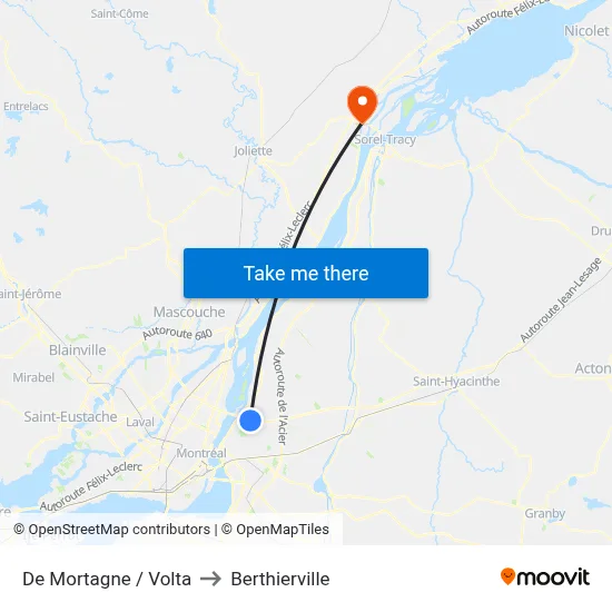 De Mortagne / Volta to Berthierville map