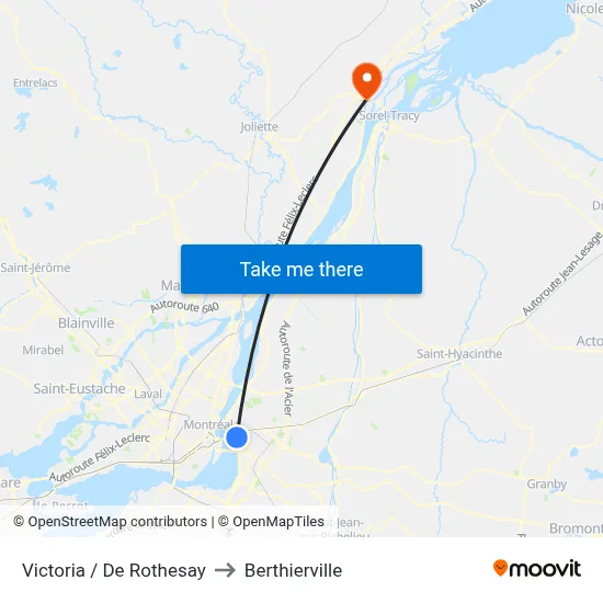 Victoria / De Rothesay to Berthierville map