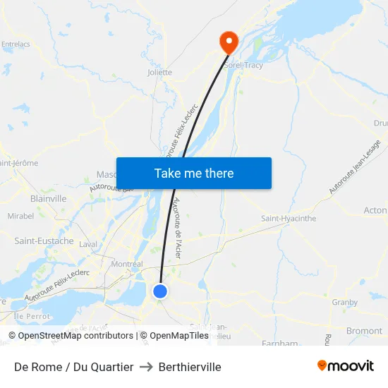 De Rome / Du Quartier to Berthierville map