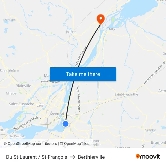 Du St-Laurent / St-François to Berthierville map