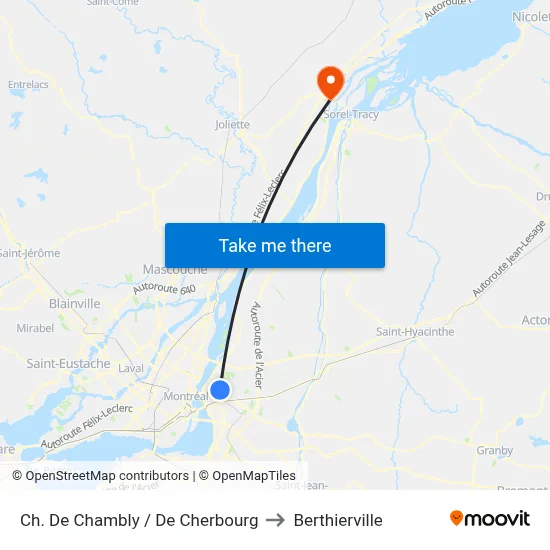 Ch. De Chambly / De Cherbourg to Berthierville map