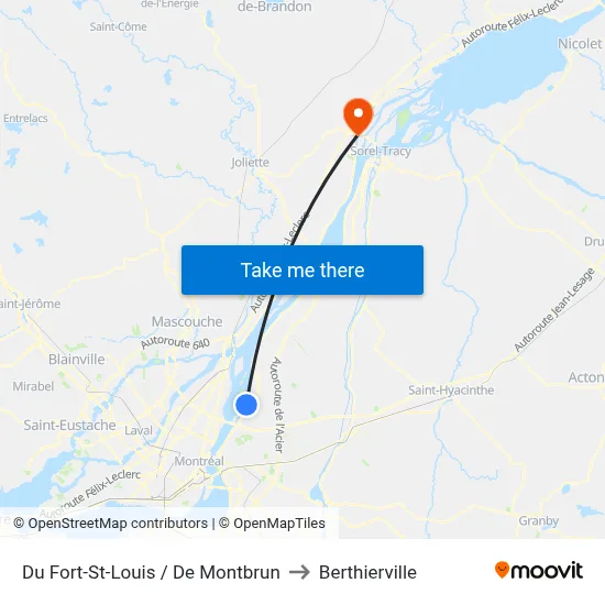 Du Fort-St-Louis / De Montbrun to Berthierville map