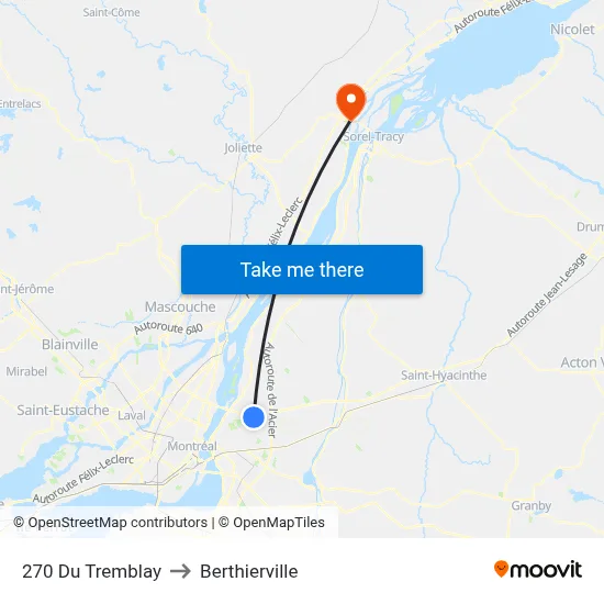 270 Du Tremblay to Berthierville map