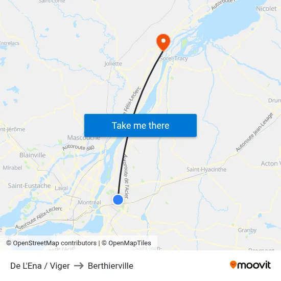 De L'Ena / Viger to Berthierville map