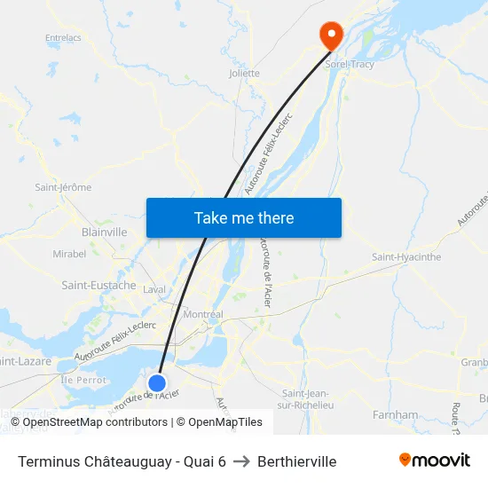 Terminus Châteauguay - Quai 6 to Berthierville map